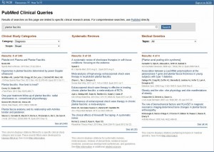 PubMed Clinical Query Search for Plantar Fascitis