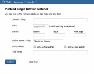 Single Citation Matcher search for Dr. Chochinov